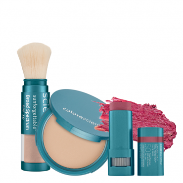 Kit Maquillaje Colorscience : Brush + Polvo Compacto + Balm